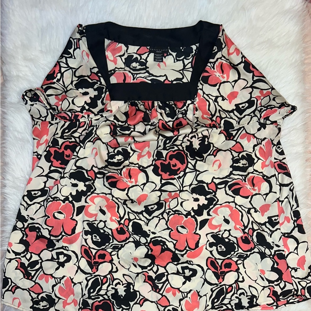 Apostrophe Black and Pink Floral Blouse